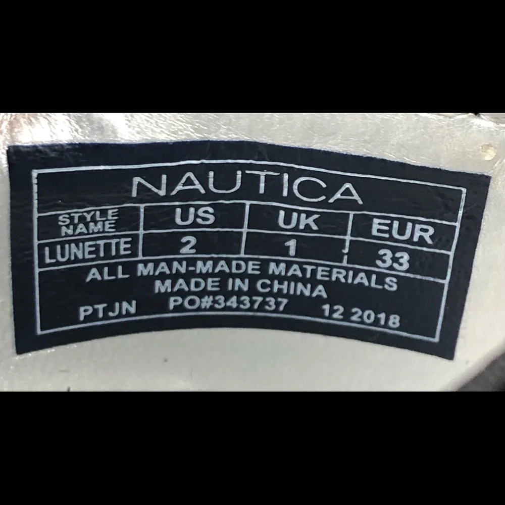 Nautica Girls Black Faux Leather Ballet Flats Sz 2